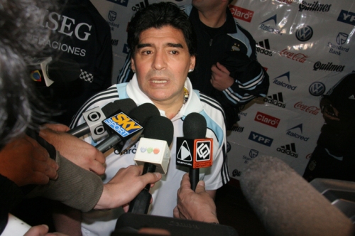Diego Maradona, le sélectionneur argentin (photo N. Deltort)